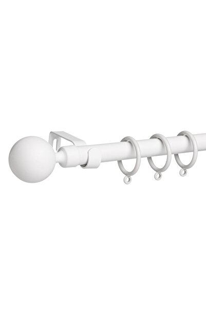 OEM Bară de perdea metalică alb-crem mată, reglabilă, 110-210cm, cu capete sf...