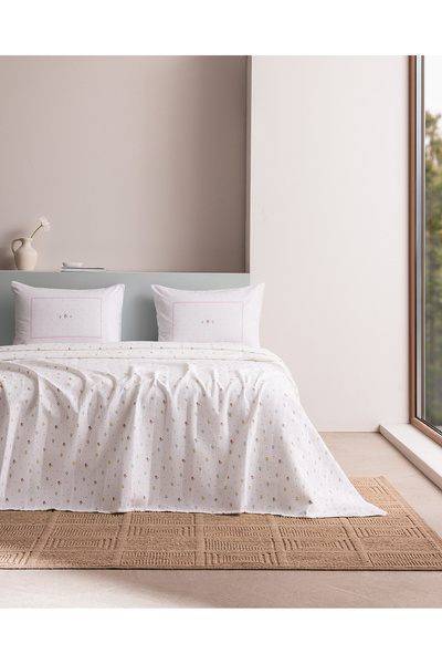 Madame Coco Emilienne King Size 100% Cotton Karde Printed Sheet Pique Set - C...
