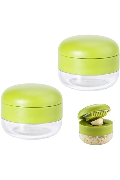 STARSTAR Garlic press 2-piece set, with collection container, green and trans...