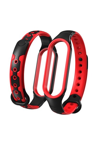 OEM Δίχρωμο Λουράκι Σιλικόνης για Xiaomi Mi Band 6 - Μαύρο / Κόκκινο