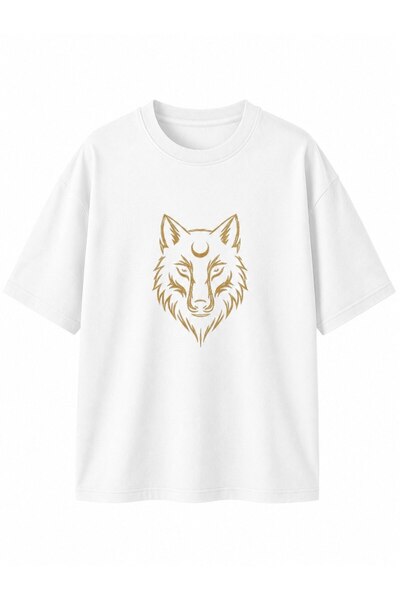 Arvens Turkish Wolf Printed Oversize 100% Cotton Fabric T-Shirt Unisex Design...