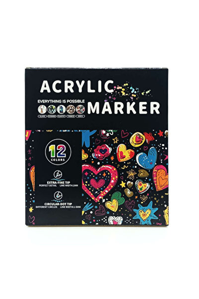 GVN ART Çift Taraflı Akrilik Marker Kalem Seti 12li DDB-0012