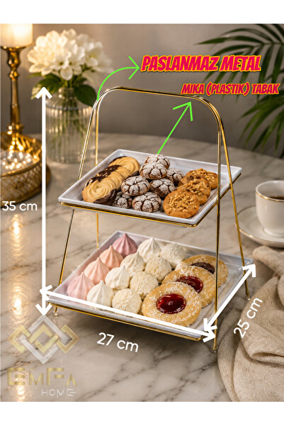 EMFA HOME 2-Tier Mica Presentation Tray Organizer Cookie Holder Fruit Vegetab...