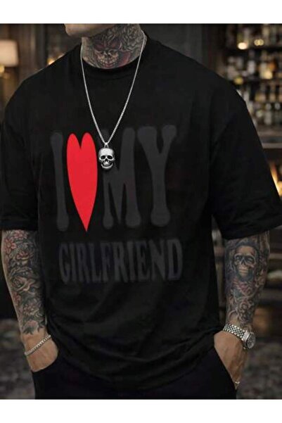 2BIR Men's I Love My Girlfriend Pattern Short Sleeve Comfortable T-ShirtOpen,...