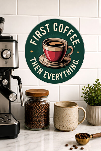 Mayeka Primul cafea, apoi totul - Masa rotundă din MDF cu tematică verde, maro