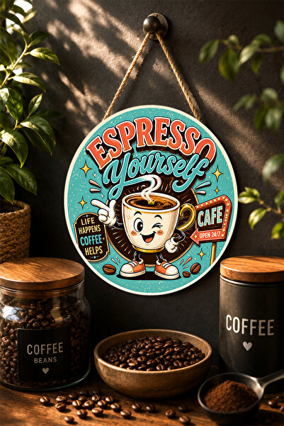Mayeka Espresso Yourself Masă de cafea din MDF cu personaj retro din desene a...
