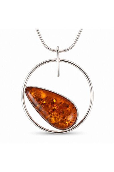 craftmystic Colier Argint 925 cu Chihlimbar Lacrima - Energie Calda si Elegan...