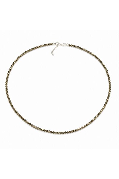 craftmystic 925 silver necklace with faceted pyrite pearls – Prosperity and c...