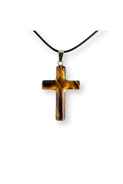 craftmystic Natural Tiger's Eye Necklace in the Shape of a Cross - Protection...