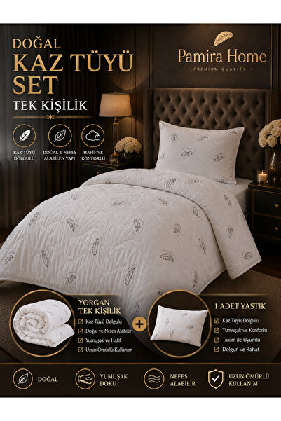 Pamira Home Single Premium Goose down Duvet Set + 1 Piece 50X70 Goose down Pi...