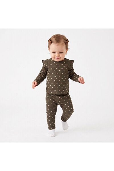 ebebek Hello Baby HelloBaby Kız Bebek Bluz-Tayt Çiçek Baskılı Bisiklet Yaka L...