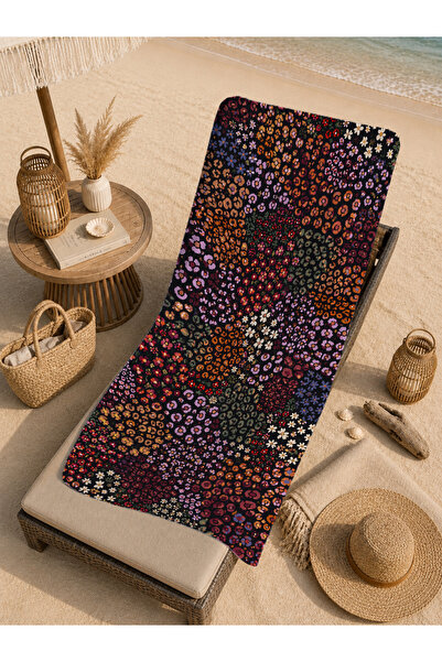 Evmila Prosop de plajă 70x150 cu model modern abstract cu mozaic colorat cu p...