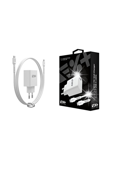 NEXT ONE Încărcător de perete 20W PD cu 1 port USB-C și cablu USB-C alb