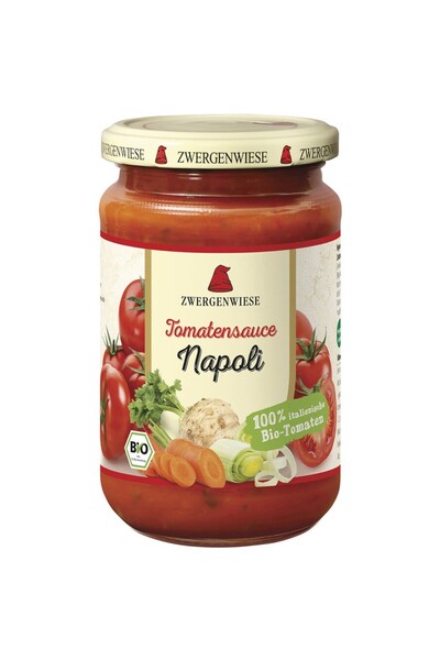 Zwergenwiese Sos de roșii Napoli, bio, fără gluten, 340ml