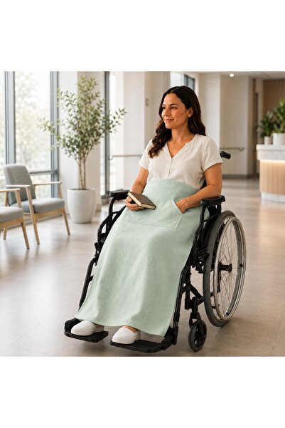 shules collection Buldan Linen Knee Cover for Wheelchair with Pockets – Mint ...