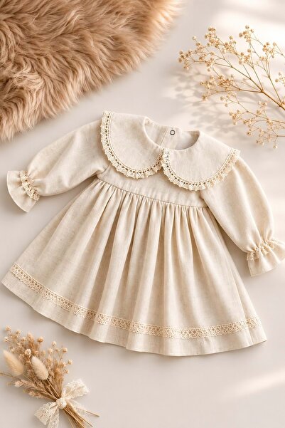 Mnk Baby&Kids Baby Girl 100% Cotton Baby Collar Long Sleeve Muslin Dress M008...