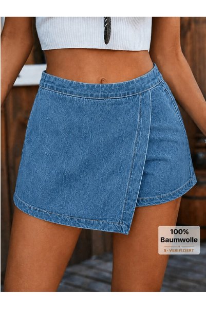 Generic Brand High Waist Skirt-Like Modern Shorts Design for Movement Freedom and Safe Use Denim Shorts Skirt