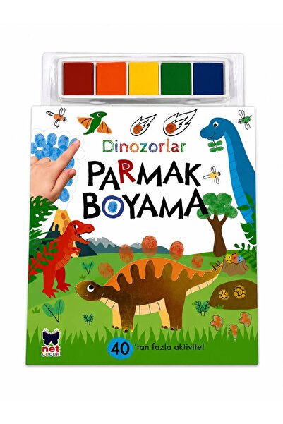 Net Çocuk Yayınları Dinosaurs Finger Painting Book 5 Colors Paint Included Wa...