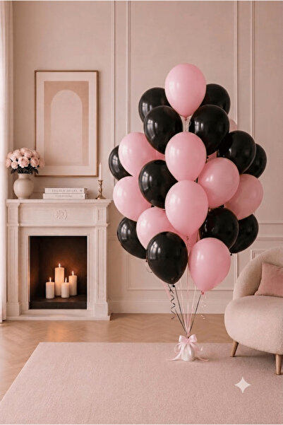 FESTİVALOON 20’li Siyah Pembe Balon Seti 11 İnç Doğum Günü Parti Süsü Bride D...