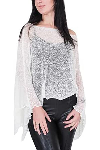 IKATYARN Mimosa Ladies Crochet Poncho Lace Fish Net Batwing Wrap Beach Cover Up