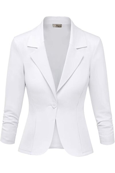 Hybrid & Company Women Double Notch Lapel Sharp Shoulder Pad Office Blazer | ...