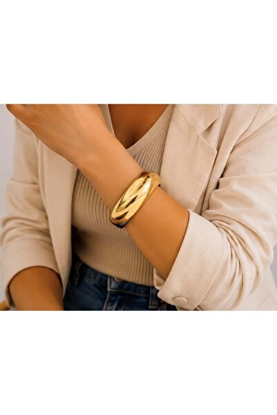 ACAR TAKI Wide, Bubbled, Wave Pattern, Gold Color, Clamp, Bracelet Acr9811