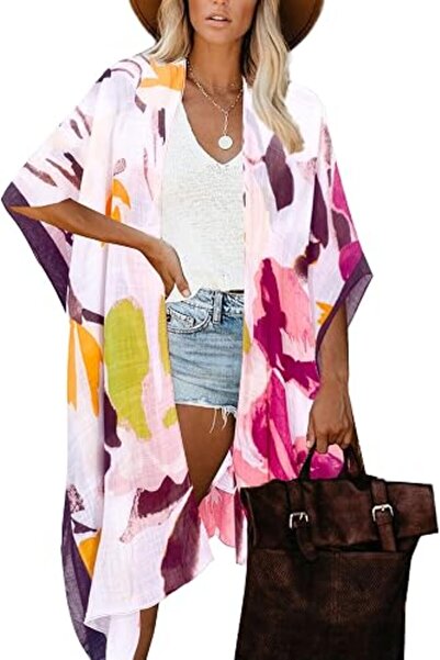 Moss Rose Women's Beach Cover up Swimsuit Kimono Cardigan with Bohemian Flora...