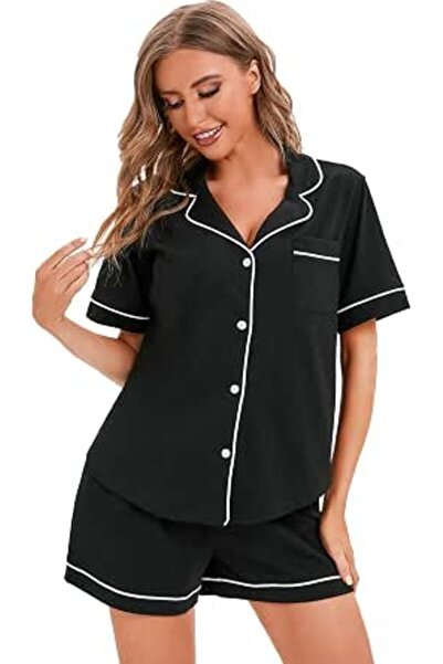 LUBOT 100% Cotton Pajamas for Women PJ Set Button-Down Knitted Soft Long Shor...