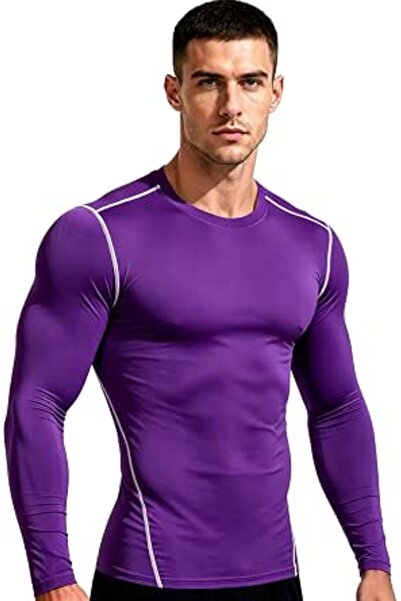 GENERAL Men's Compression Shirts Long Sleeve Athletic Workout Tops Gym Unders...