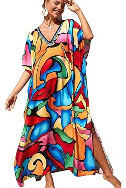GENERAL Women's Summer Long Beach Dress Kimono Maxi Kaftan Cover ups