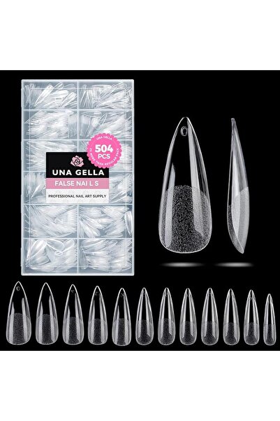 UNA GELLA Nail Tips Square: 504PCS Short Square Nail Tips Pre Etched Gel Fake...
