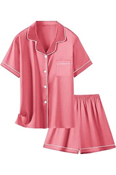 GENERAL Schbbbta Girls Boys Satin Pajamas Set, 2Piece Silk Nightwear Button-D...