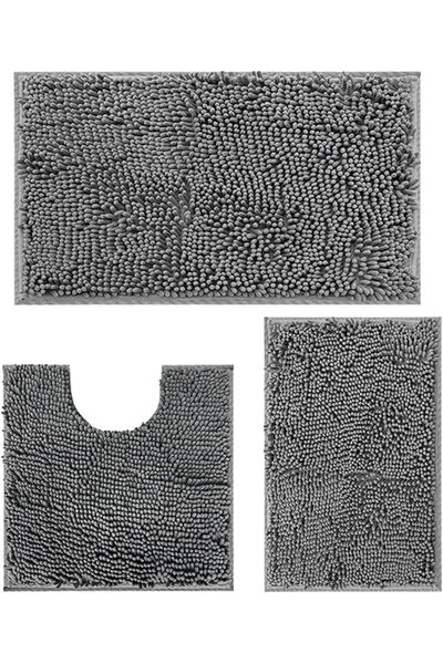 THMINS U-Shaped Toilet Bath Mat Sets 3 Piece, Non Slip, Extra Absorbent, Bath...