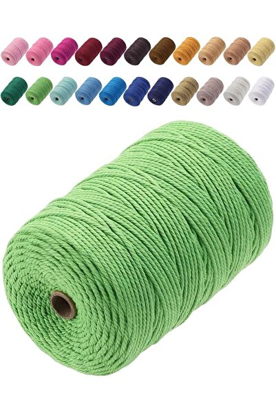 GENERAL Macrame Cord 3mm x 328yards Natural Macrame Cotton Rope Colored Macra...