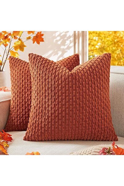 K KEVIN TEXTILE 2 Packs Decorative Throw Pillow Covers 18x18 Inch for Living ...