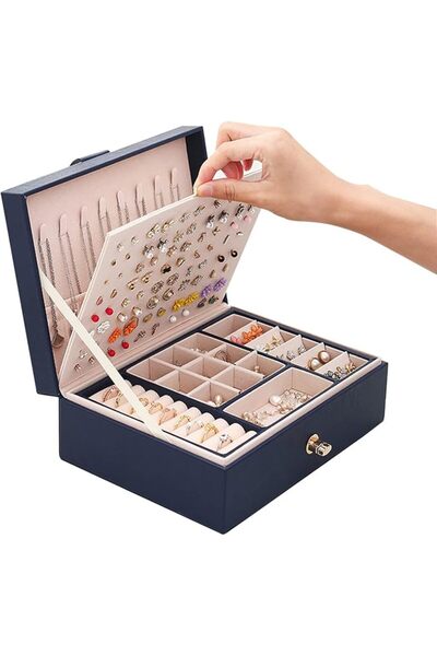 Homarket Jewelry Organizer Box Necklaces Rings Earrings Holder Organizer Stor...
