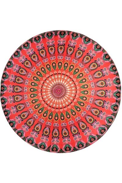 Generic Brand Mandala Tablecloth - Round Mandala - Round Tablecloth - Red - 1...