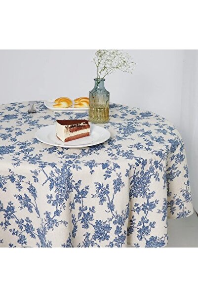 Generic Brand Round cotton-linen tablecloth, suitable for pairing with floral...