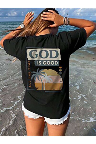 23ERVA Women's God Is Good All The Time Palm Tree Design, Pure Cotton T-Shirt...