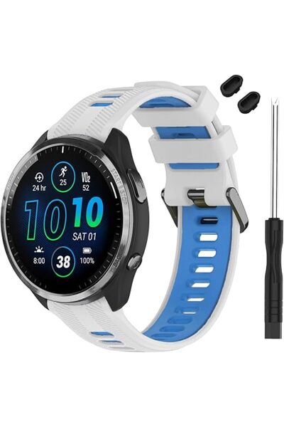 GENERAL حزام متوافق مع ساعة Garmin Forerunner 965 - حزام ساعة بديل من السيليك...