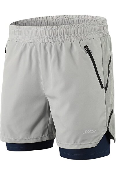 EACAM Men 2 in 1 Running Shorts Quick Drying Breathable Active Training Exerc...