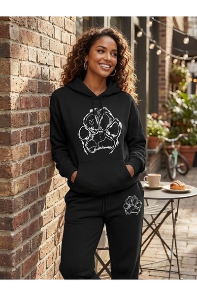 WOODROFFE Set de trening unisex cu glugă supradimensionată și imprimeu cu lab...