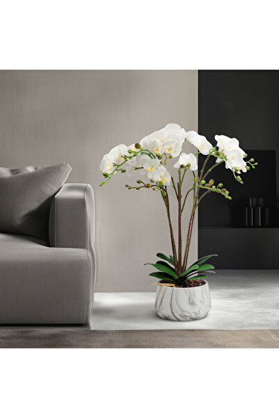 Alista Home Plantă artificială de orhidee albă de 58 cm, decor elegant și rea...