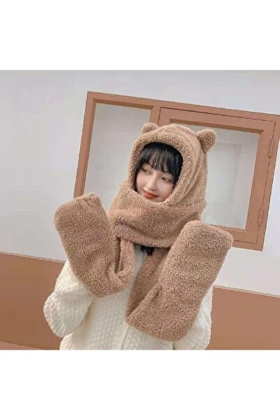 Generic Winter Hat with Scarf Cute Bear Hat Warm Fur Hat Winter Hat for Extre...