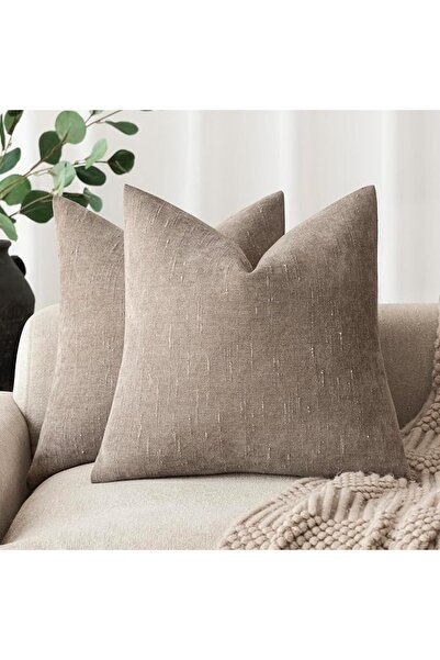 Foindtower Pack of 2 Soft Textured Throw Decorative Pillow Covers Square Acce...