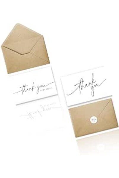 Sweet seven 25 بطاقة شكر مع مغلفات من ورق الكرافت وملصقات - متعددة الاستخداما...