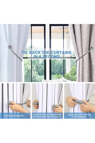 IM FineLife Magnetic Curtain Tiebacks 1 Pair Curtain Straps Strong Magnetic Curtain Holder Buckle hooks for Home Sheer Blackout Drapes Blind Curtains Decorations Accessories سِتَارَة (2,PCS)