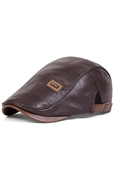 JAMONT Leather Fisherman Newsboy Cap Hat