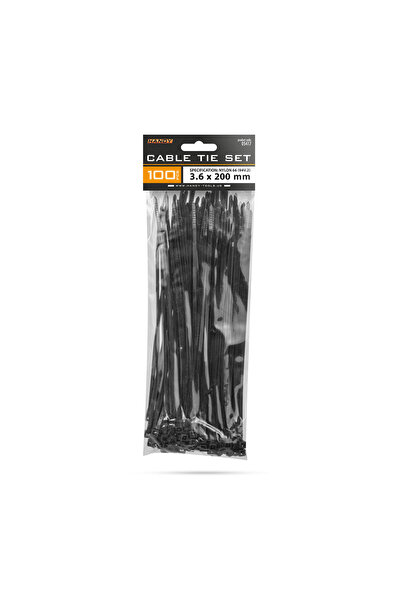 Alista Home Plastic Cable Ties, 200x3.6 mm, Self-Locking Nylon, Black, 100 pcs