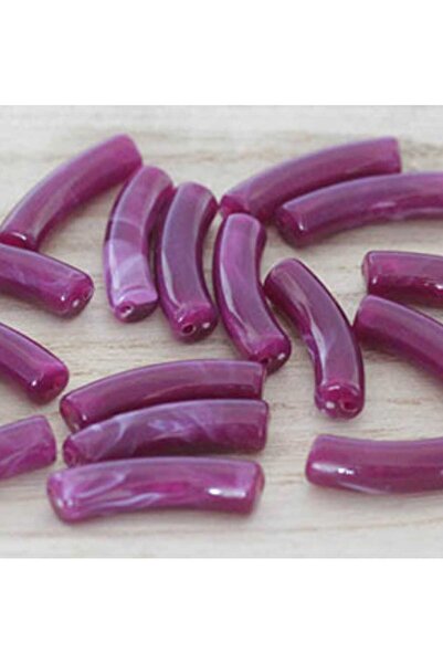 yiğit aksesuar 10Pcs (9*32mm) 3cm Purple Curved Tube Beads with Hole Pipe Spa...